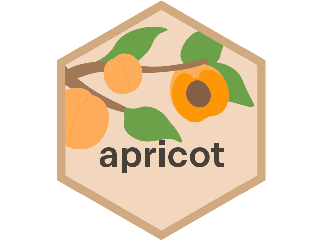 graphic art design of an apricot tree branch and the word "apricot" in black underneath